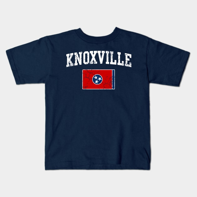 Knoxville Tennessee Flag Vintage Distressed Kids T-Shirt by E